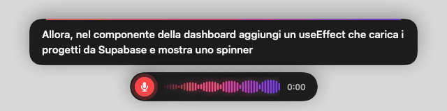 Il testo dal vivo sopra la forma d’onda mentre si parla